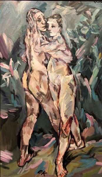 Two nudes (Lovers) painting (1913) by Oskar Kokoschka at Museum of Fine Arts. Boston, MA.