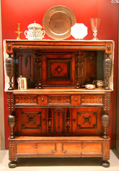 Cupboard (c1685-90) from Newbury area of Massachusetts at Museum of Fine Arts. Boston, MA.