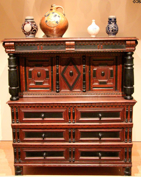 Cupboard (c1650-99) from Duxbury, MA at Museum of Fine Arts. Boston, MA.