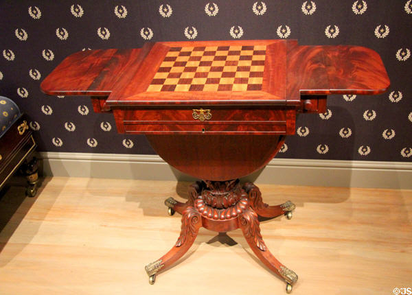 Game & work table (c1820-30) from Boston, MA at Museum of Fine Arts. Boston, MA.