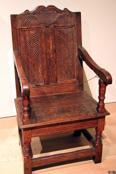 Great chair (c1635-85) from Hingham, MA at Museum of Fine Arts. Boston, MA.