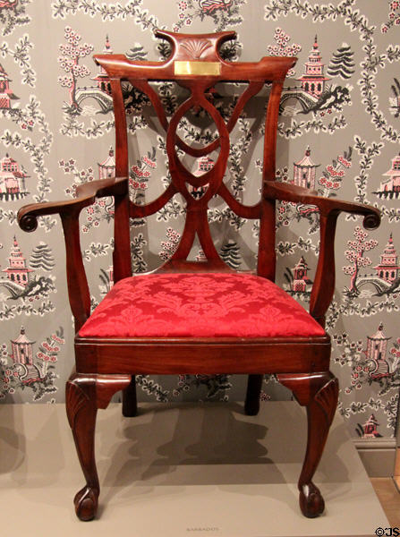Barbados chair (c1780) show its own style at Museum of Fine Arts. Boston, MA.