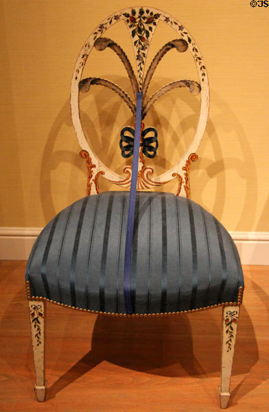 Painted side chair (c1795-99) possibly from Salem, MA at Museum of Fine Arts. Boston, MA.