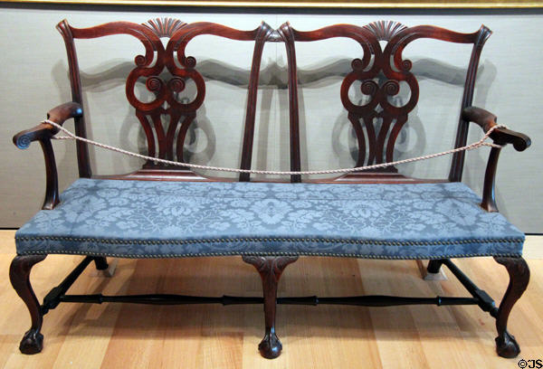 Double-chairback settee (c1770-80) from Boston, MA at Museum of Fine Arts. Boston, MA.