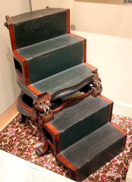 Combination patented library steps which folds into a chair (c1854-60) by Augustus Eliaers of Boston, MA at Museum of Fine Arts. Boston, MA.