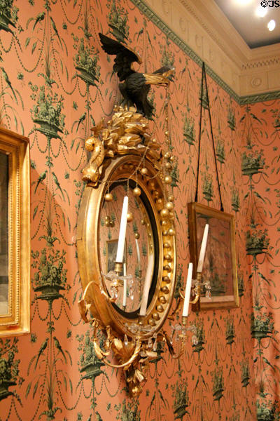 Looking glass (c1800) in Oak Hill parlor room at Museum of Fine Arts. Boston, MA.