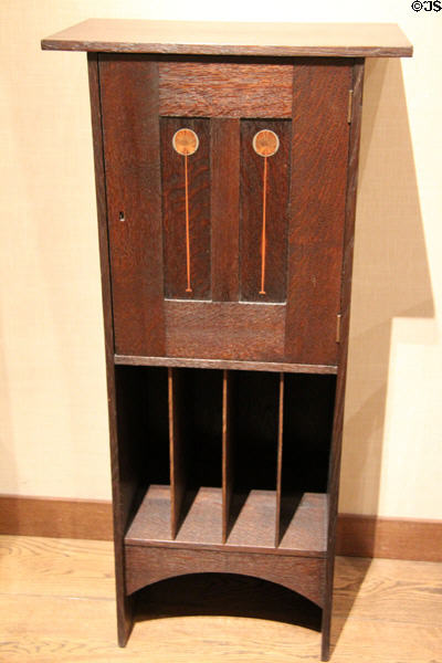 Music cabinet (c1903-4) attrib. to Harvey Ellis of Gustav Stickley & Craftsman Workshop of NY at Museum of Fine Arts. Boston, MA.