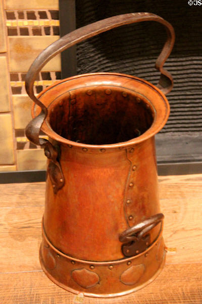 Copper & iron coal bucket (c1905) by Gustav Stickley & Craftsman Workshop of NY at Museum of Fine Arts. Boston, MA.