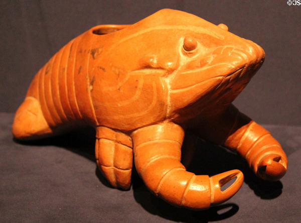 Moche earthenware lobster-effigy (200-600) from Peru at Museum of Fine Arts. Boston, MA.