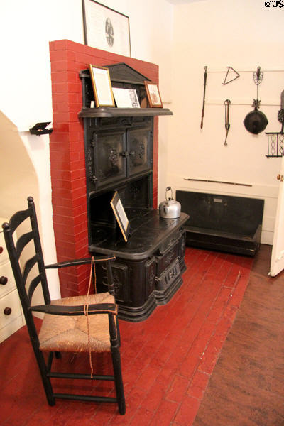 Cast-iron range (1885) from Boston, MA in kitchen used as reception hall at Nichols House Museum. Boston, MA.