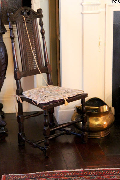 Jacobean chair (1640-70) in dining room at Nichols House Museum. Boston, MA.