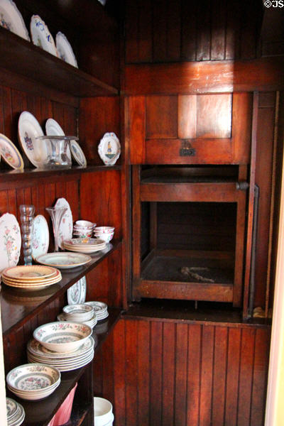 Pantry with dumbwaiter (1880s) at Nichols House Museum. Boston, MA.