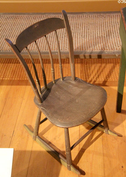 Windsor chair with rockers (1810-30) & caned cot from Henry David Thoreau's house on Walden Pond at Concord Museum. Concord, MA.