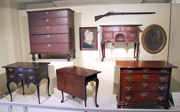 Collection of New England furniture (18thC) at Concord Museum. Concord, MA.