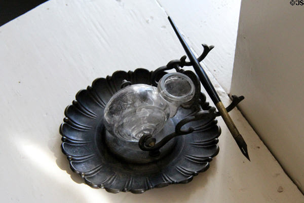 Louisa May Alcott's inkwell in her bedroom at Orchard House. Concord, MA.