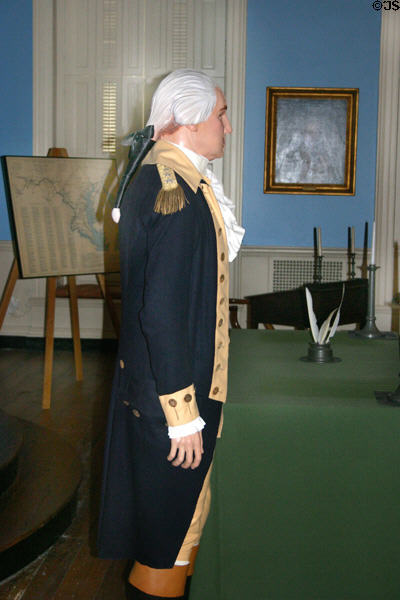 Replica of uniform worn by George Washington in Maryland State Capital. Annapolis, MD.