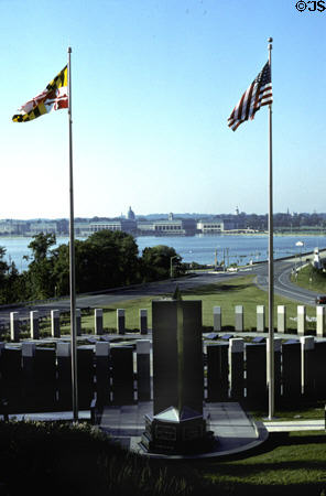 View of U.S. Naval Academy from War Memorial. Annapolis, MD.