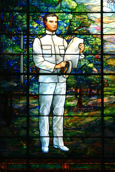 Midshipman stained glass window in Naval Academy Chapel. Annapolis, MD.