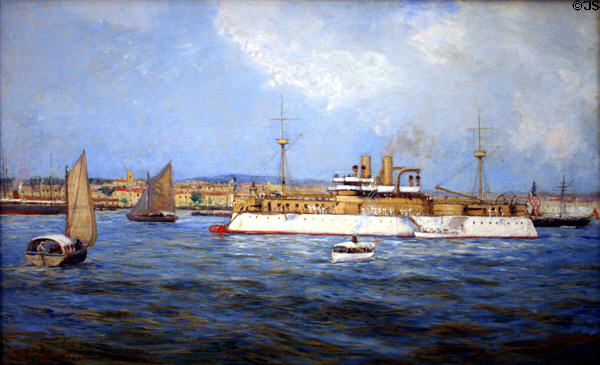 Painting of USS Maine in Havana Bay on Feb. 15, 1898 by Carleton T. Chapman at Naval Academy Museum. Annapolis, MD.