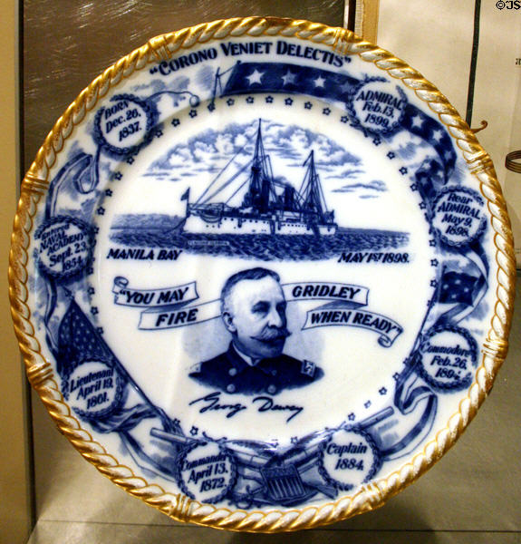 Plate commemorating Admiral George Dewey who said "You may fire when ready Gridley". Annapolis, MD.