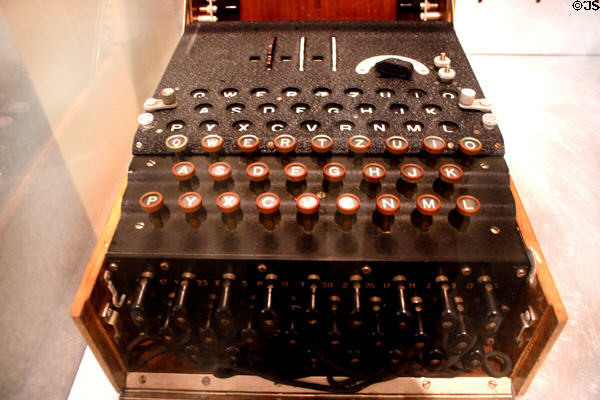 German Enigma coded communications machine at Naval Academy Museum. Annapolis, MD.