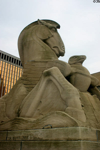 Aquatic horse & eagle (1925-7) by Edmond Romulos & Lawrence H. Amateis outside War Memorial. Baltimore, MD.