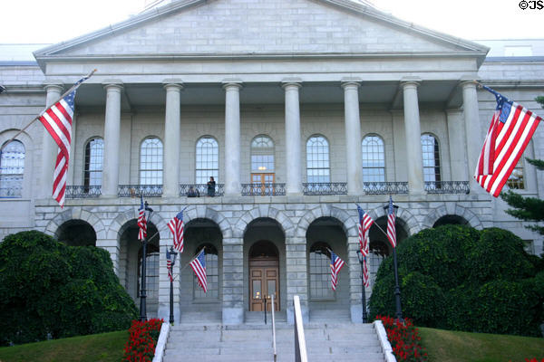 Facade of State Capitol. Augusta, ME.