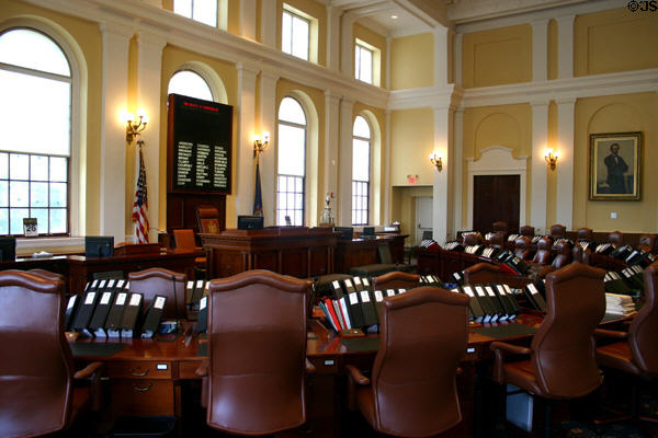 Senate chamber in State Capitol. Augusta, ME.