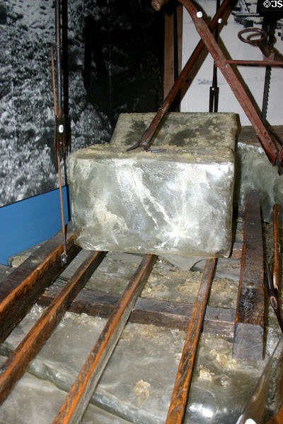 Equipment used in cutting ice blocks for use in refrigeration when ice was still obtained from lakes in Maine State Museum. Augusta, ME.