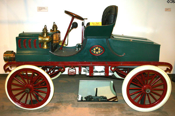 Side view of Runabout made in Maine by Hollon Rawnsley in Maine State Museum. Augusta, ME.