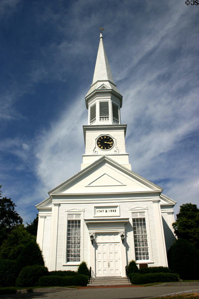 First Parish Church (1747) was the fourth building of this parish founded in 1635. The building was turned & updated in (1882). York, ME.