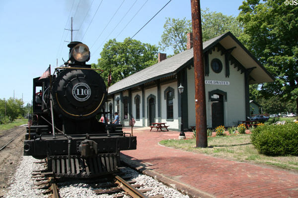 Coldwater Train Depot (1883) (27 S. Park St.) & Baldwin locomotive 110. Coldwater, MI.