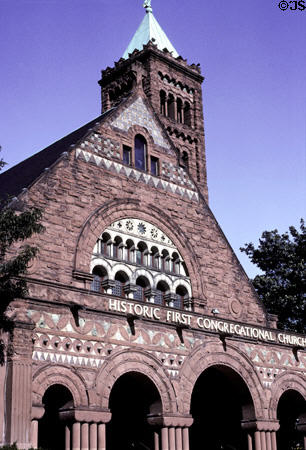 First Congregational Church (1891) or Church of seven arches. Detroit, MI. Style: Romanesque. Architect: Albert Kahn. On National Register.
