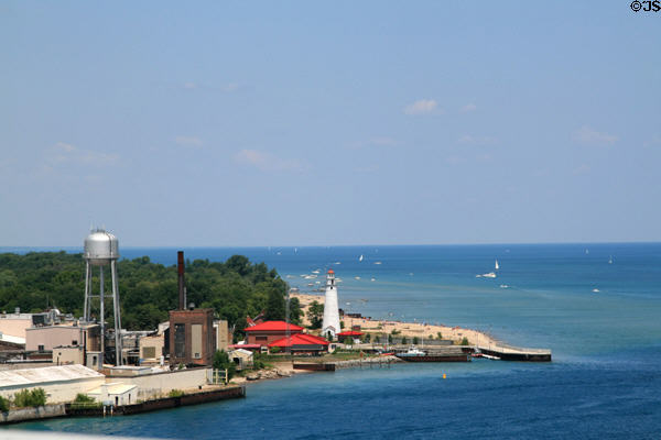 View from Blue Water Bridge to lighthouse of Port Huron, MI.