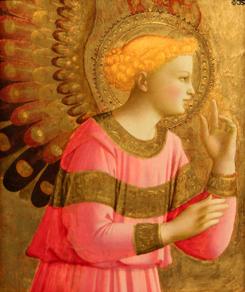 Annunciatory Angel tempura painting (1450-55) by Fra Angelico at Detroit Institute of Arts. Detroit, MI.