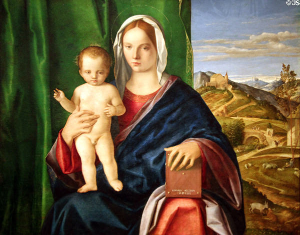 Madonna & Child painting (1507) by Giovanni Bellini at Detroit Institute of Arts. Detroit, MI.