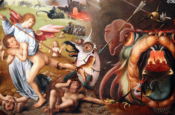 Detail of sinners condemned to hell in Last Judgment painting (c1525) by Jan Provost at Detroit Institute of Arts. Detroit, MI.