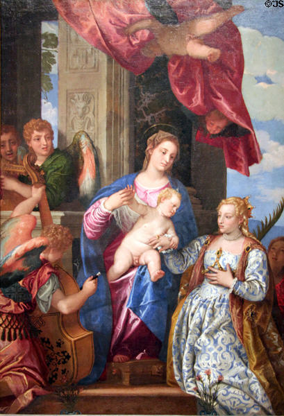 Mystic Marriage of St Catherine painting (1550-60) by Paolo Veronese at Detroit Institute of Arts. Detroit, MI.