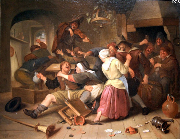 Gamblers Quarreling painting (1665) by Jan Havicksz Steen at Detroit Institute of Arts. Detroit, MI.