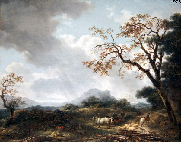 Landscape with Passing Shower painting (c1765-75) by Jean-Honoré Fragonard at Detroit Institute of Arts. Detroit, MI.