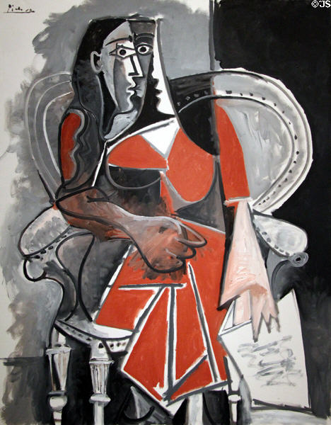 Seated Woman painting (1960) by Pablo Picasso at Detroit Institute of Arts. Detroit, MI.