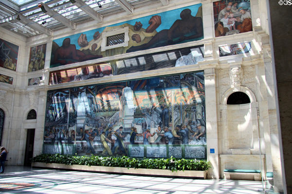 North wall depicting auto engine & transmission production on Detroit Industry Murals by Diego Rivera at Detroit Institute of Arts. Detroit, MI.