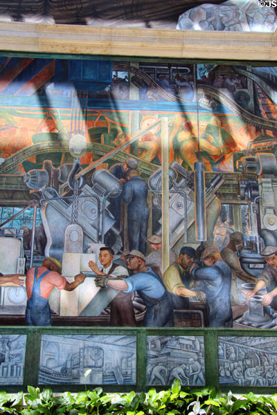 Engine block machining on north wall of Detroit Industry Murals by Diego Rivera at Detroit Institute of Arts. Detroit, MI.
