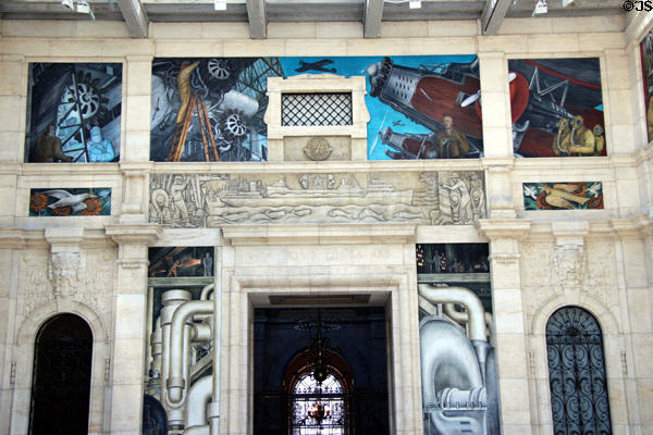 West wall of Detroit Industry Murals by Diego Rivera at Detroit Institute of Arts. Detroit, MI.