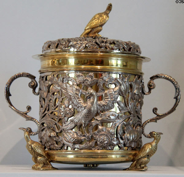 Silver sleeve cup & cover (c1670) by Nicholas Woolaston of England at Detroit Institute of Arts. Detroit, MI.