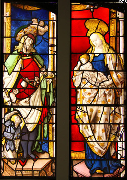 St Wenceslas plus Virgin & Child stained glass windows (1510-25) from Stoke Poges, Buckinghamshire, England at Detroit Institute of Arts. Detroit, MI.