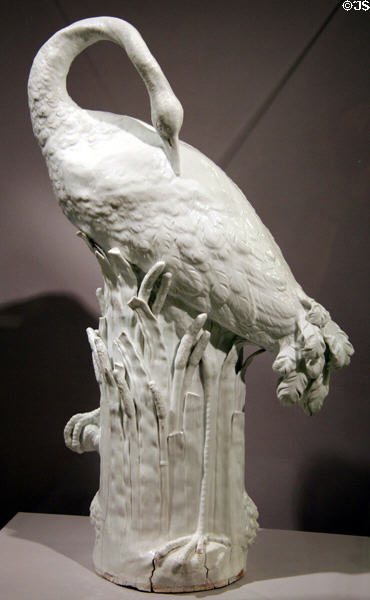Porcelain Crane (1735) by Johann Joachim Kändler of Meissen Manuf., Germany at Detroit Institute of Arts. Detroit, MI.