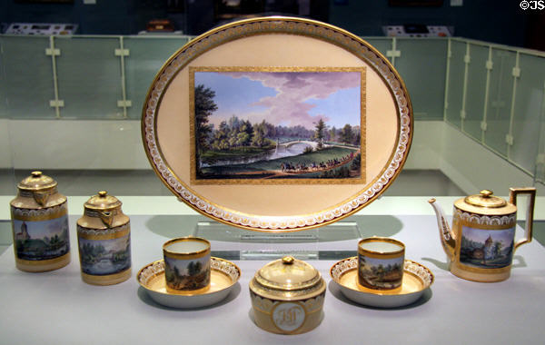 Porcelain tea set for two (1799-1804) by Vienna Manuf., Austria at Detroit Institute of Arts. Detroit, MI.