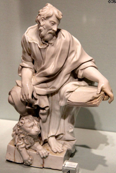 Porcelain St Mark Evangelist (c1747-50) attrib. to Gaspero Bruschi of Doccia Manuf., Italy at Detroit Institute of Arts. Detroit, MI.