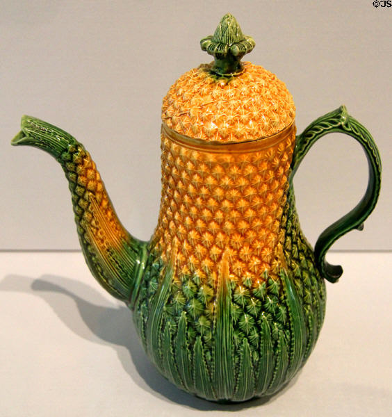 Lead-glazed creamware coffeepot (c1750) from Staffordshire, England at Detroit Institute of Arts. Detroit, MI.